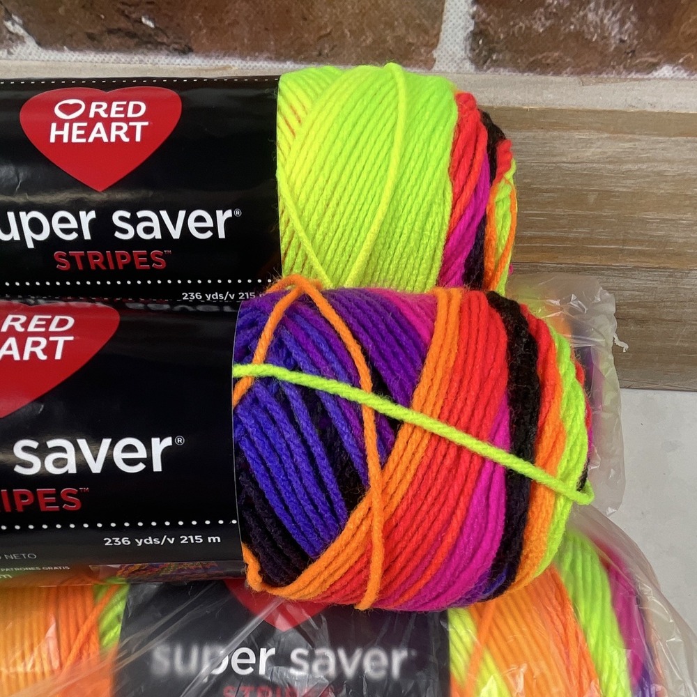 Bright Stripe - Red Heart Super Saver - 5oz/141g - 236 yds Lot Of 5 - New - Picture 4 of 7
